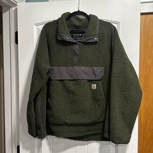 Women’s green carhartt pullover quarter snap fleece XXL